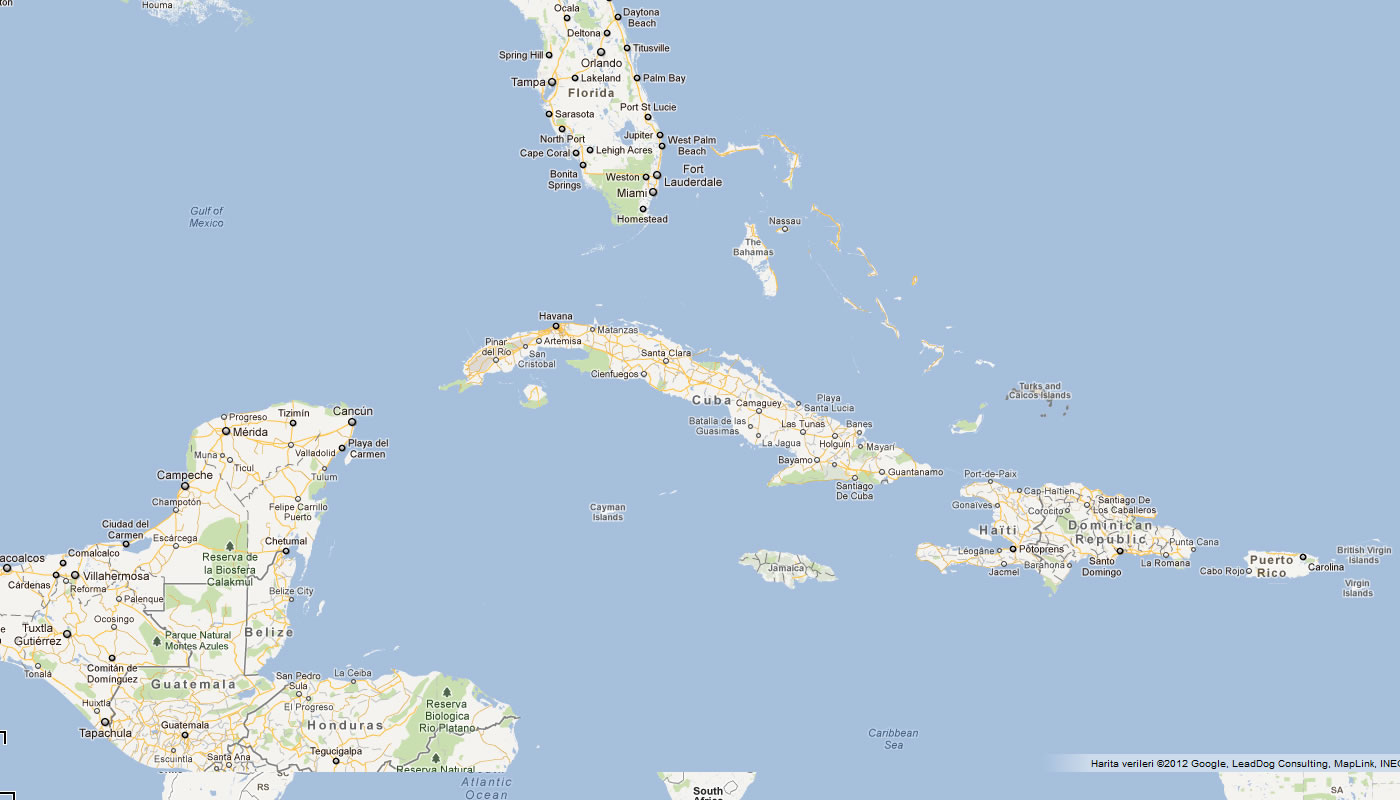 carte du Iles Turques et Caiques caraibes